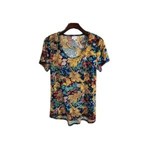 Women LulaRoe Gigi Tunic Floral Multi Color Short Sleave Shirt Size Medium